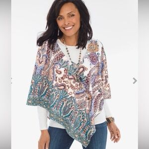 Chico’s Paisley Floral Print Cape Shawl S/M